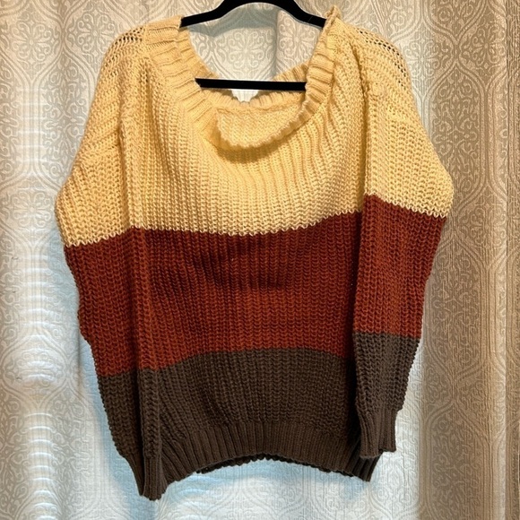 Tricolor Colorblock XXL Women’s Sweater - Picture 1 of 1